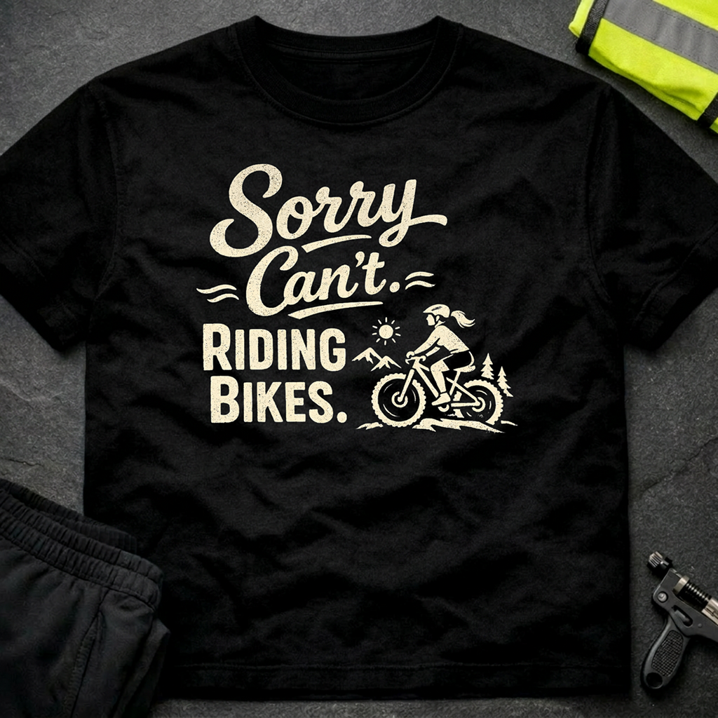 Sorry can't. Riding bikes T-Shirt